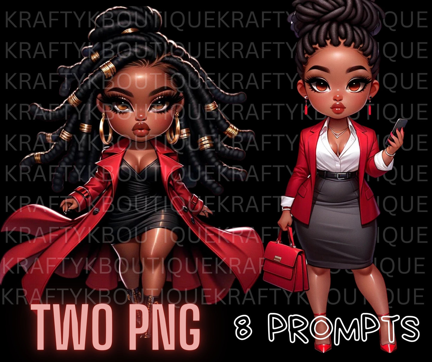 CHIBI RED DOLLS AND 8 PROMPTS